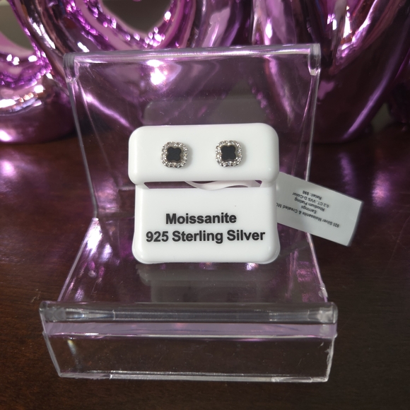 Moissanite Jewelry - NWT Moissanite Created Mother of Pearl 925 Sterling Silver Stud Earrings